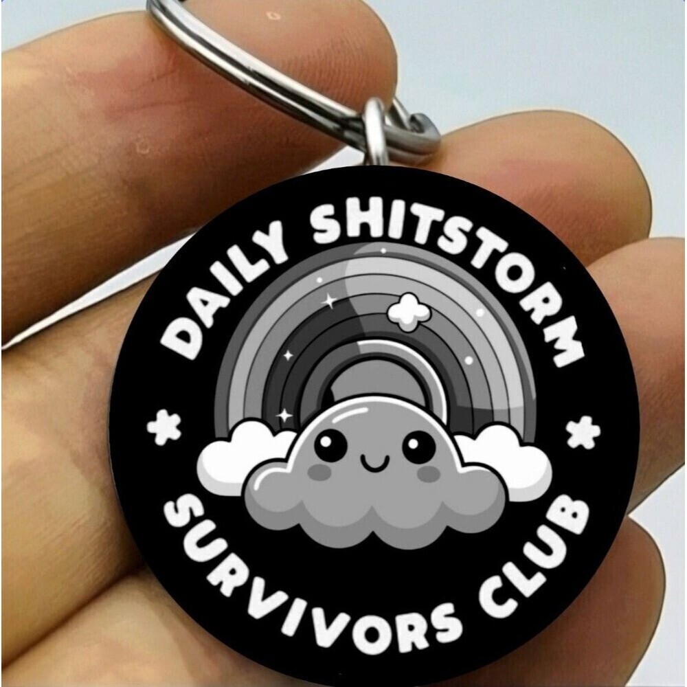 Daily Storm Surviver Cloud Emoji Stainless Steel Keychain Rainbow